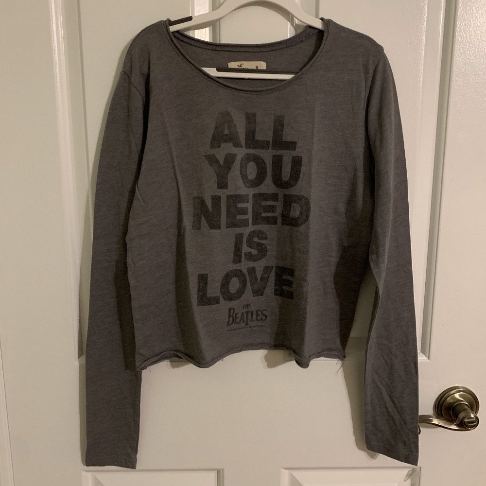 Hollister Beatle's Band T-Shirt Cropped Gray